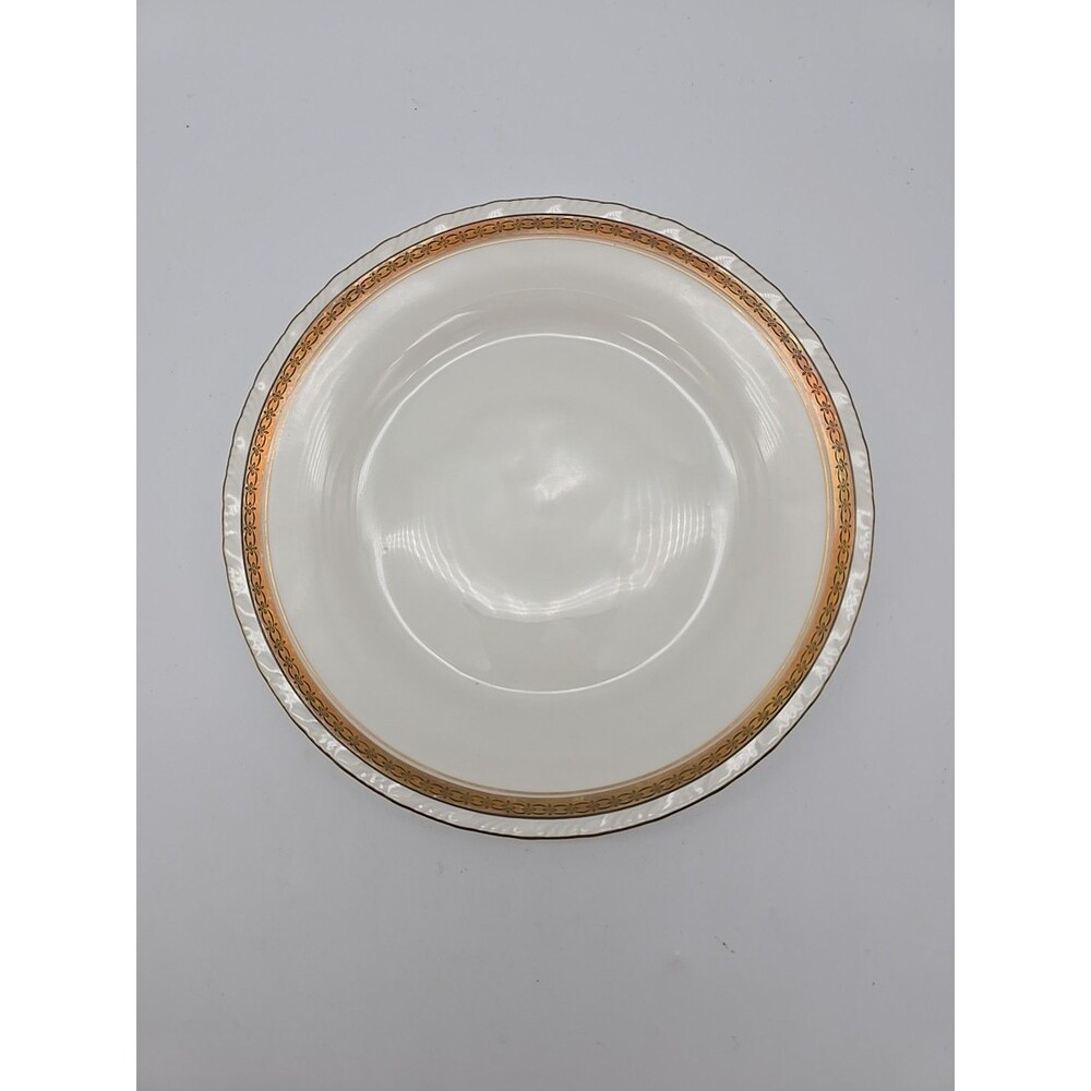 Rorstrand Sweden Porcelain #531 Scalloped Dessert Plate Gold Ribbon Pattern
